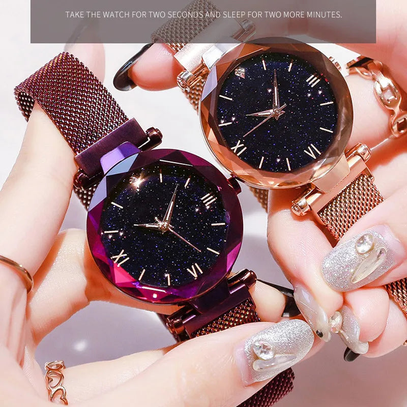 Reloj Mujer Luxury Starry Sky Women Watches Magnetic Mesh Belt Band Watch Women's Fashion Dress Wristwatch Zegarek Damski