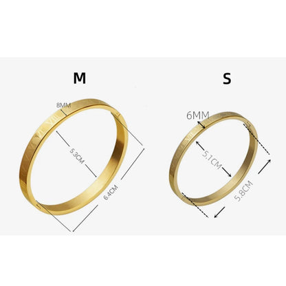 Luxury Cuff Bracelet Bangle Stainless Steel  Bracelet Carving Roman Numeral Couple Roman Bangle For Men Women Jewelry