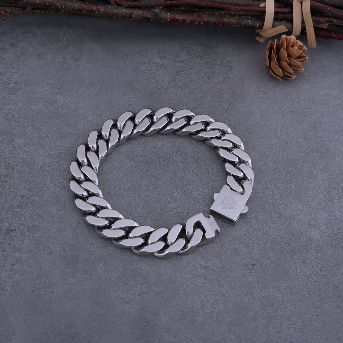 Viking Cast Cuban Chain Men's Bracelet Stainless Steel Fine Polished Chain Four Sides Cut Boyfriend Gift Wholesale