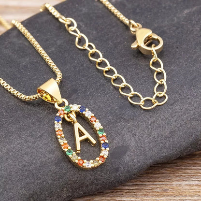 26 English Letters Pendant Necklace Zircon Fashion A - Z Initial M S C K Trendy Alphabet Long Chain For Women My Name Jewelry