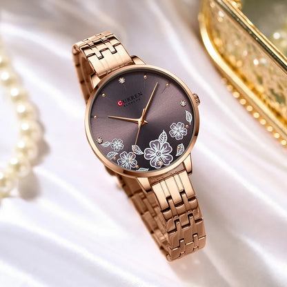 CURREN Brand Fashion Women Watches Stainless Steel Ultra Thin Quartz Watch Woman Romantic Clock Women's Watches Montre Femme