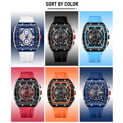 CURREN Top Brand Men's Watches Luxury Square Quartz Wristwatch  Waterproof Luminous Chronograph Watch for Men Date Clock