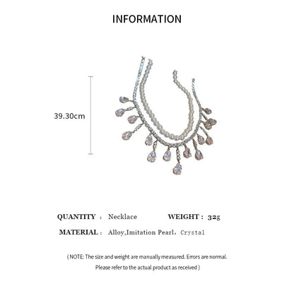 Luxury Rhinestone Crystal Chokers Necklaces For Women Multilayer Imitation Pearl Chain Necklace For Party Wedding Jewelry