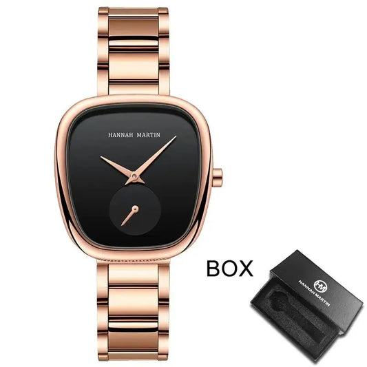 2023 New Women's Quartz Wristwatch 34mm Wine Barrel Rose Gold Black Stopwatch Fashionable Minimalist Style Oval Women's Watches