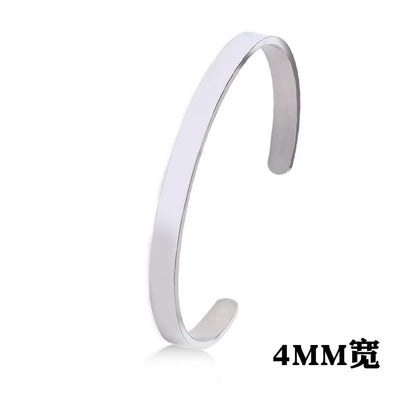 New Classic Simple Men Bracelet Open Adjustable Glossy Stainless Steel Bracelet BR1133