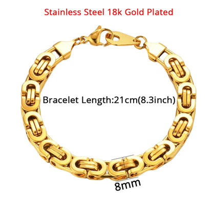 Mens 316L Stainless Steel Male Bracelet Wholesale Braslet Gold Silver Color Braclet Chunky Cuban Chain Link Bracelet For Man