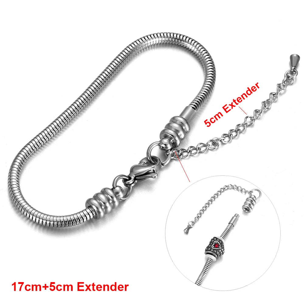 Stainless Steel Bracelets Snake Chains with European Clips DIY Charms Pan Bracelet Jewelry Making Chain Accessories