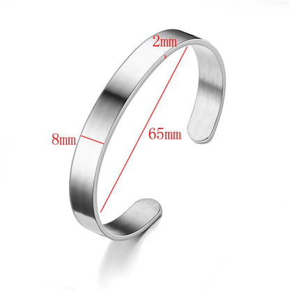 Noter Mens Stainless Steel Bracelet 4/6/8mm Opening Bangle Gift For Him Pulsera Hombre Pulseira Masculina Aço Inoxidável Joias