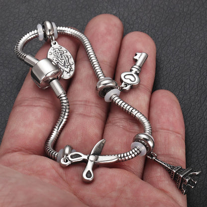 Stainless Steel Bracelets Snake Chains with European Clips DIY Charms Pan Bracelet Jewelry Making Chain Accessories