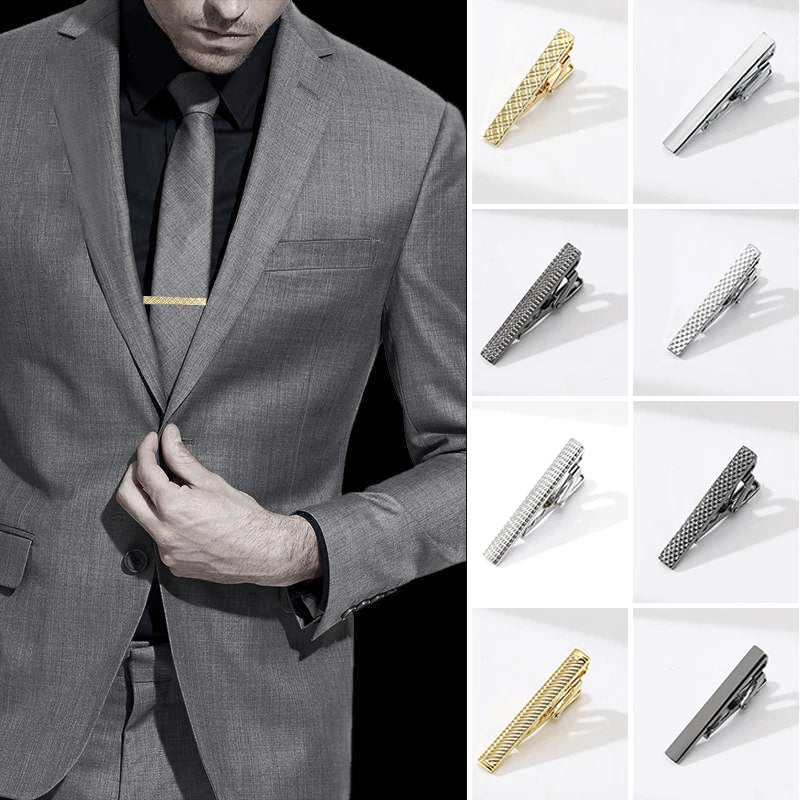 New Metal Silver Color Tie Clip For Men Wedding Necktie Tie Clasp Clip Gentleman Ties Bar Crystal Tie Pin For Men's Accessories