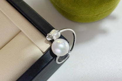 Sterling Silver New Ring K Gold Crafted Pearl Dot 9mm CCR14