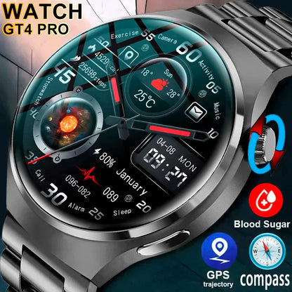 New GPS Smart Watch Men For Huawei GT4 Pro 360*360 HD Screen Heart rate Bluetooth Call NFC IP68Waterproof Blood Sugar Smartwatch