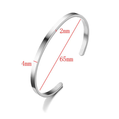 Noter Mens Stainless Steel Bracelet 4/6/8mm Opening Bangle Gift For Him Pulsera Hombre Pulseira Masculina Aço Inoxidável Joias