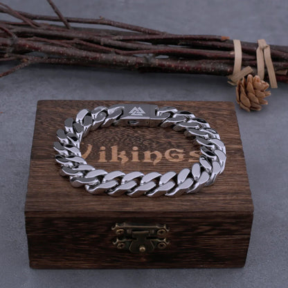 Viking Cast Cuban Chain Men's Bracelet Stainless Steel Fine Polished Chain Four Sides Cut Boyfriend Gift Wholesale