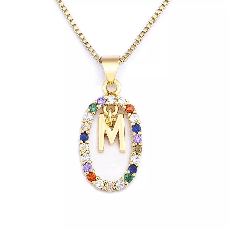 26 English Letters Pendant Necklace Zircon Fashion A - Z Initial M S C K Trendy Alphabet Long Chain For Women My Name Jewelry