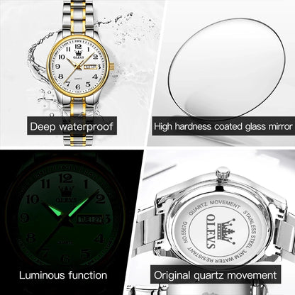 OLEVS Luxury Quartz Watch for Women Elegant Stainless Steel Watches Luminous Waterproof Week Date Wristwatch Ladies Dress Watch