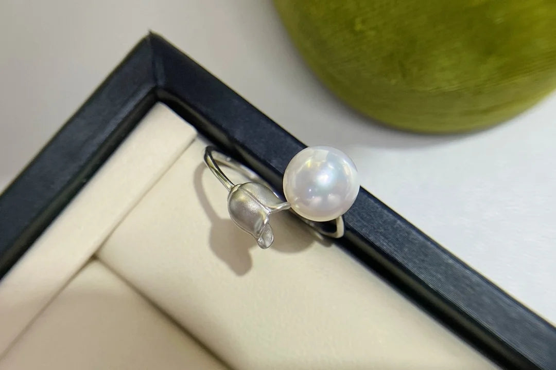 Sterling Silver New Ring K Gold Crafted Pearl Dot 9mm CCR14