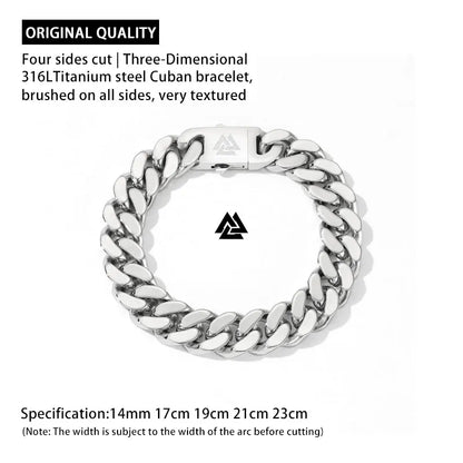 Viking Cast Cuban Chain Men's Bracelet Stainless Steel Fine Polished Chain Four Sides Cut Boyfriend Gift Wholesale